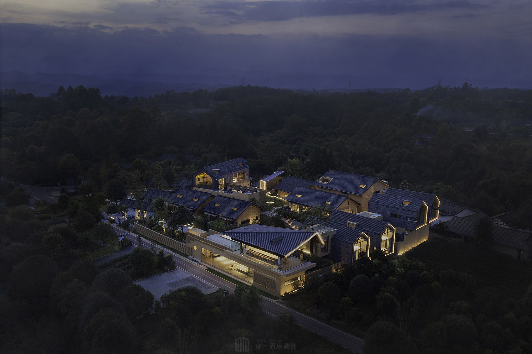 网红民宿酒店鸟瞰图