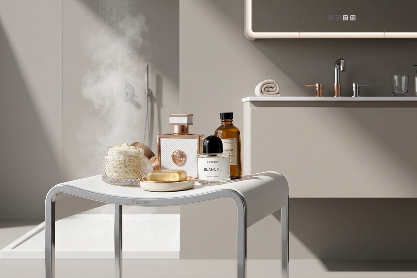 高端设计人造石防水凳 用于现代浴室空间