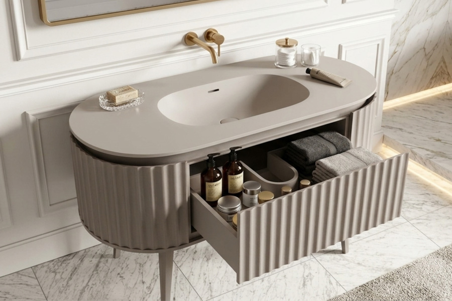 别墅主卫人造石浴室柜定制效果图