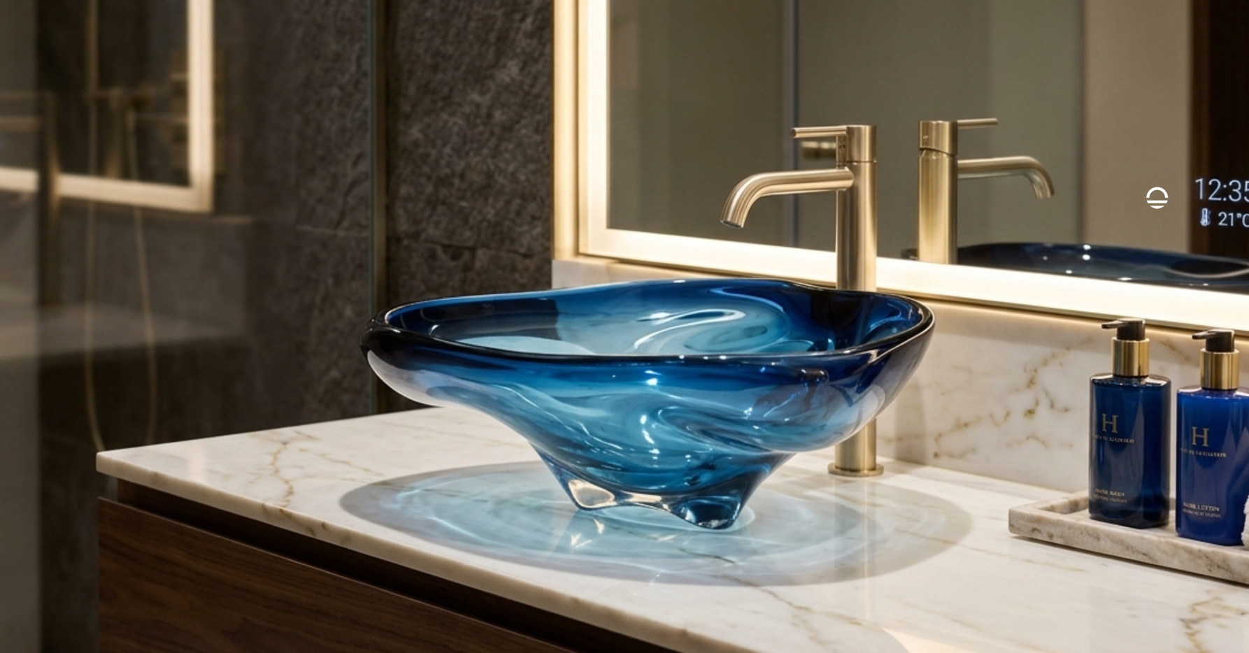 人造石异形台上盆定制成品图