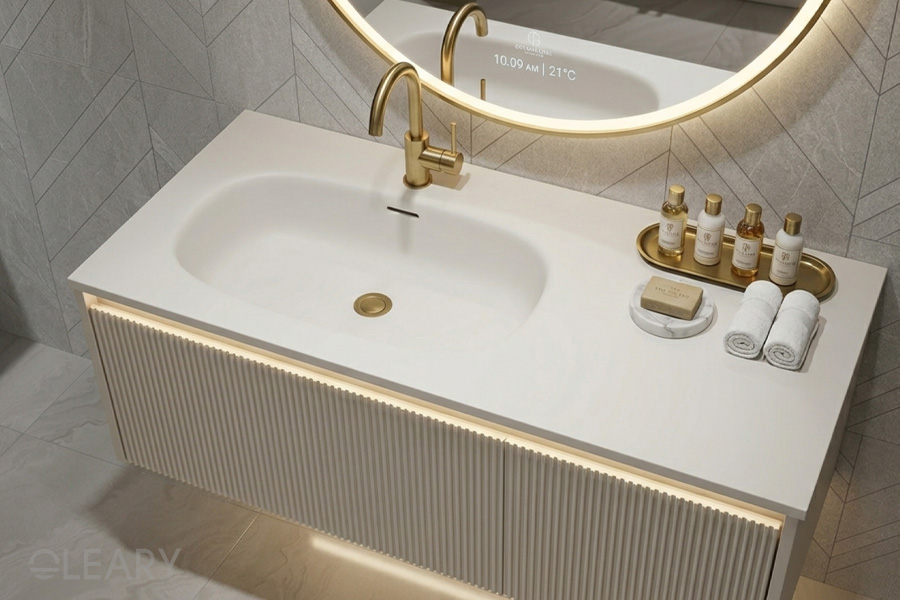 人造石双盆台下一体盆与台面一体成型效果