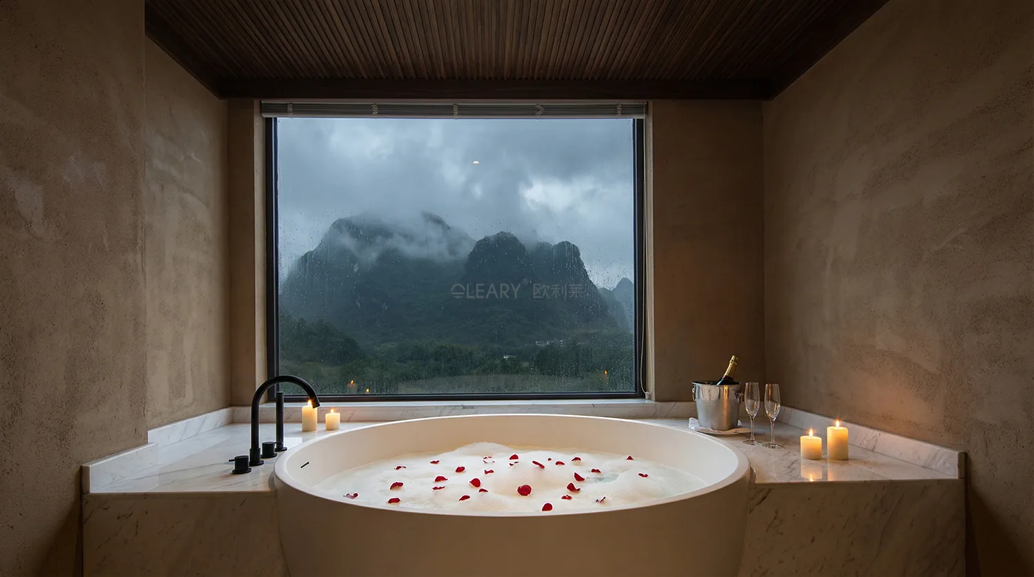 五星级酒店套房独立浴缸尺寸选型实景——人造石落地浴缸