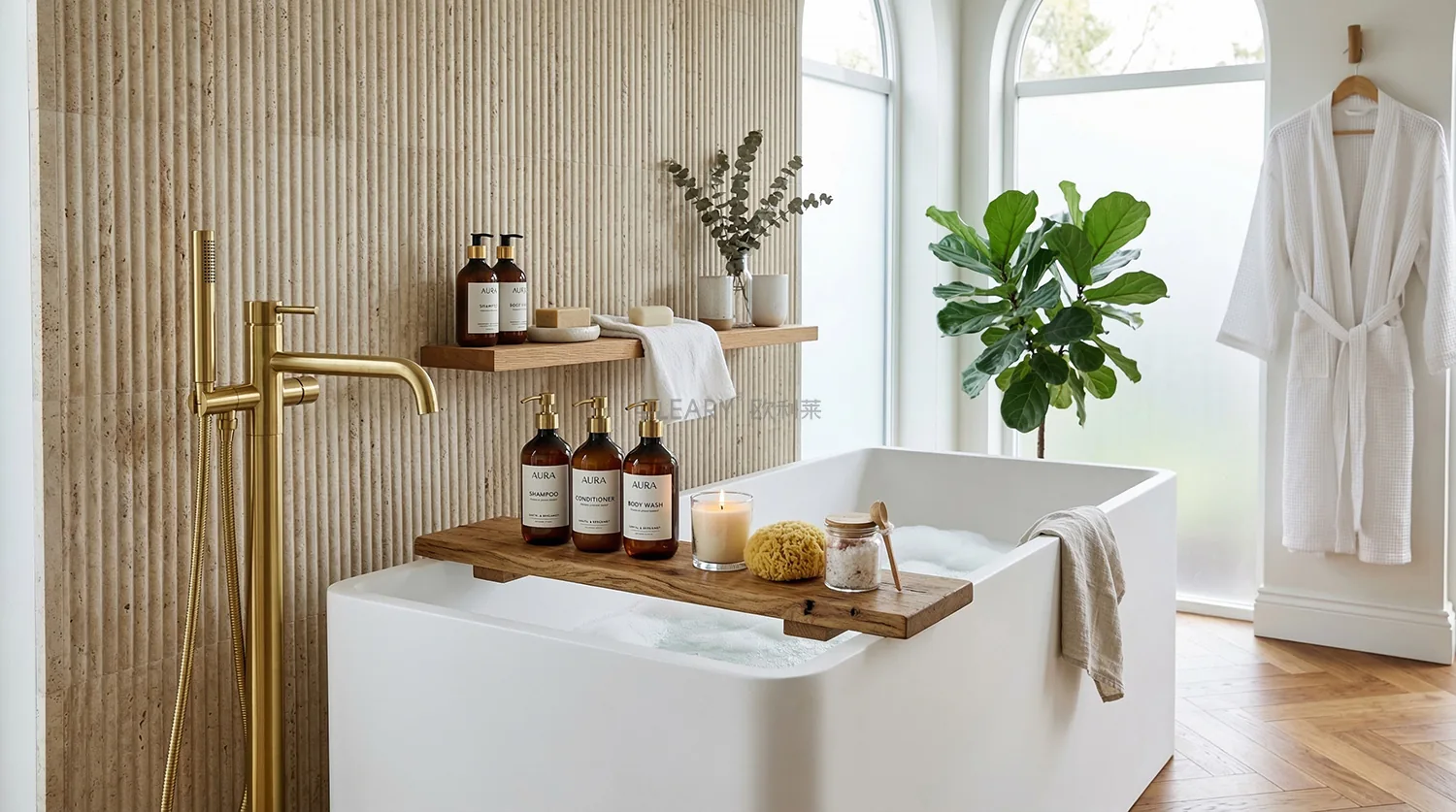 酒店卫浴解决方案施工流程人造石浴缸安装现场细节