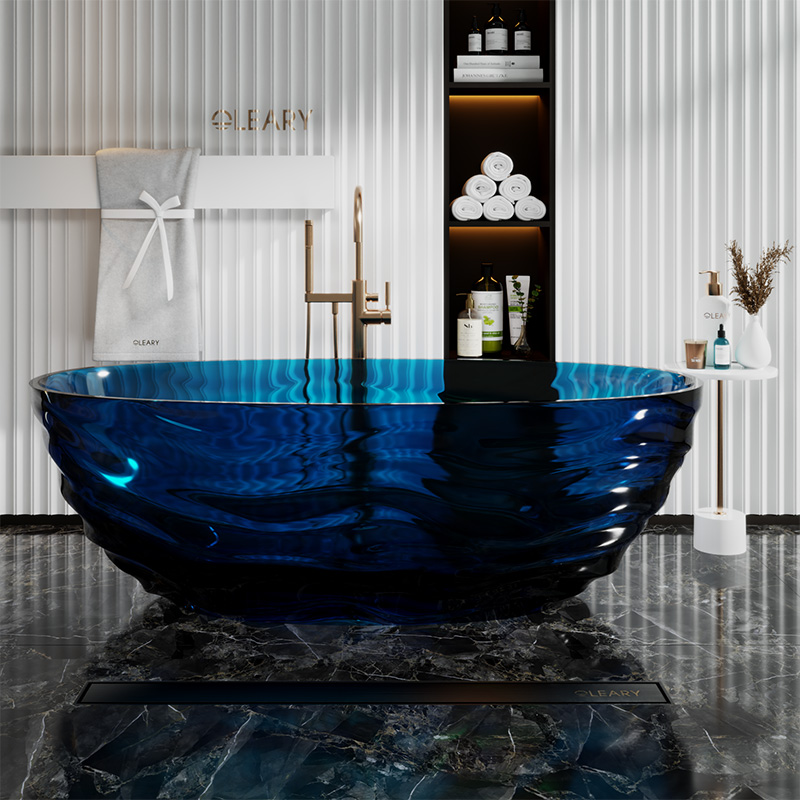 烟黑色透明树脂独立式浴缸 — 第2张