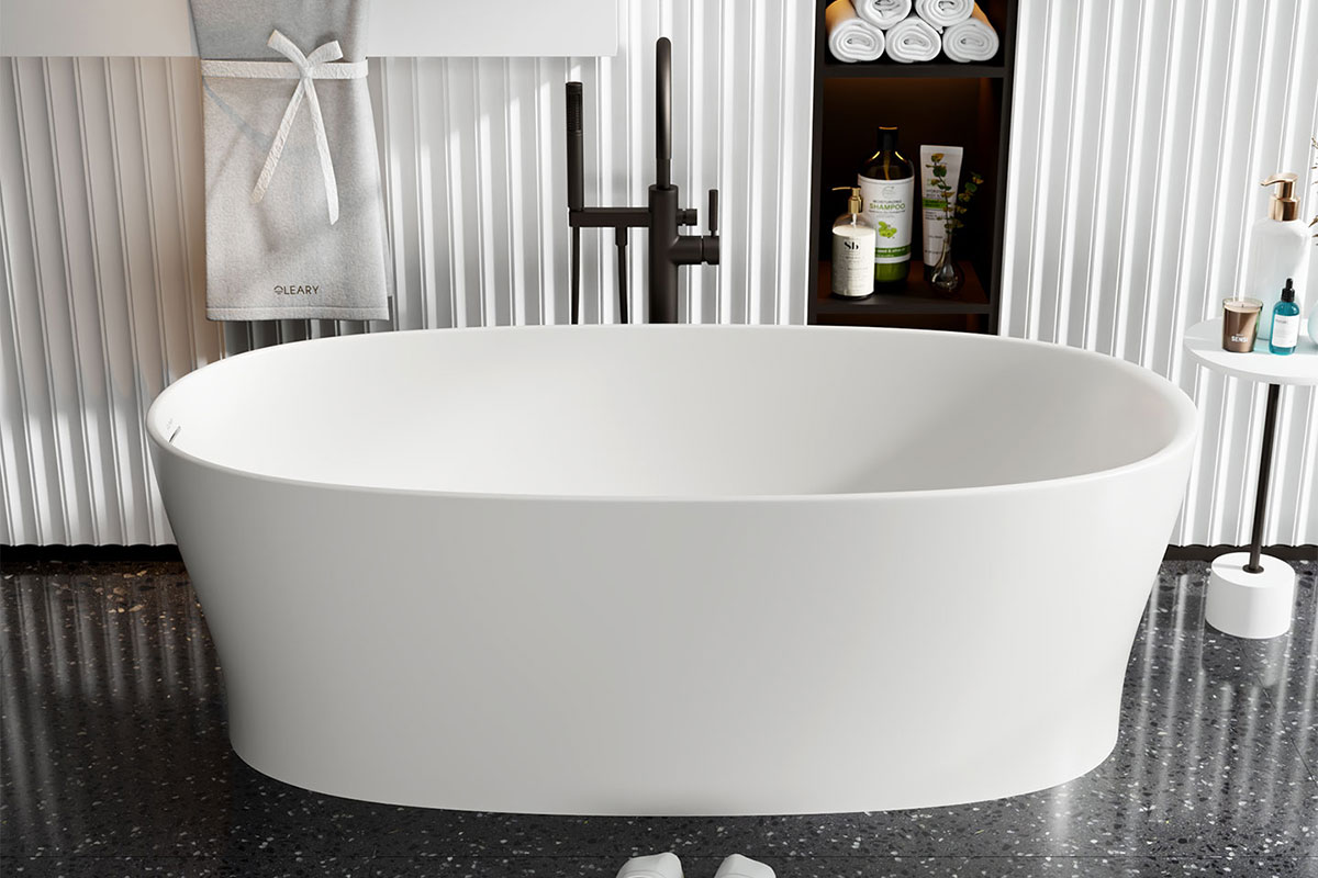 哑光白色独立式人造石浴缸