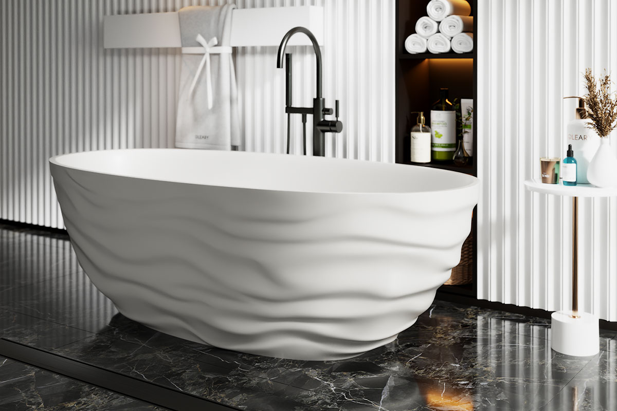 哑光白色独立式浴缸定制