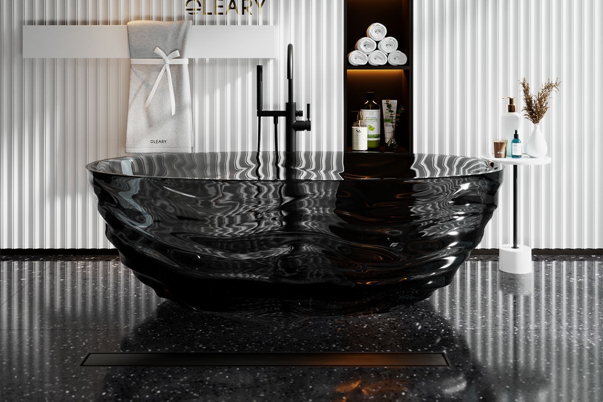 烟黑色透明树脂独立式浴缸