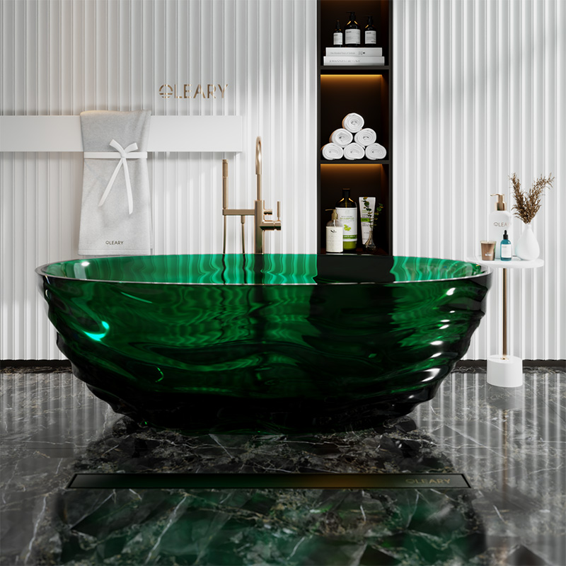 烟黑色透明树脂独立式浴缸 — 第1张