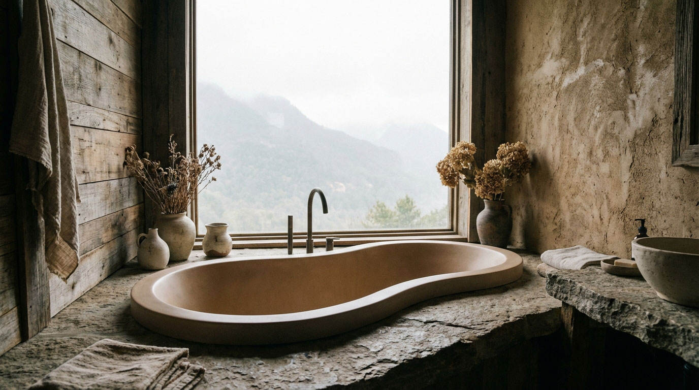 侘寂美学在酒店浴室设计中的应用：人造石浴缸如何打造禅意空间