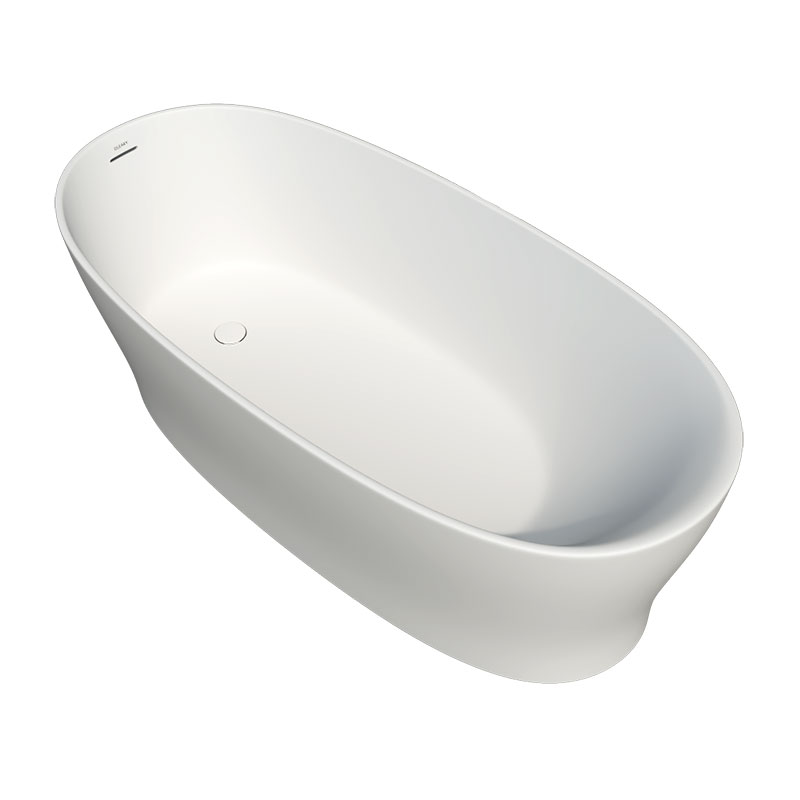 哑光白色独立式人造石浴缸 — 第3张