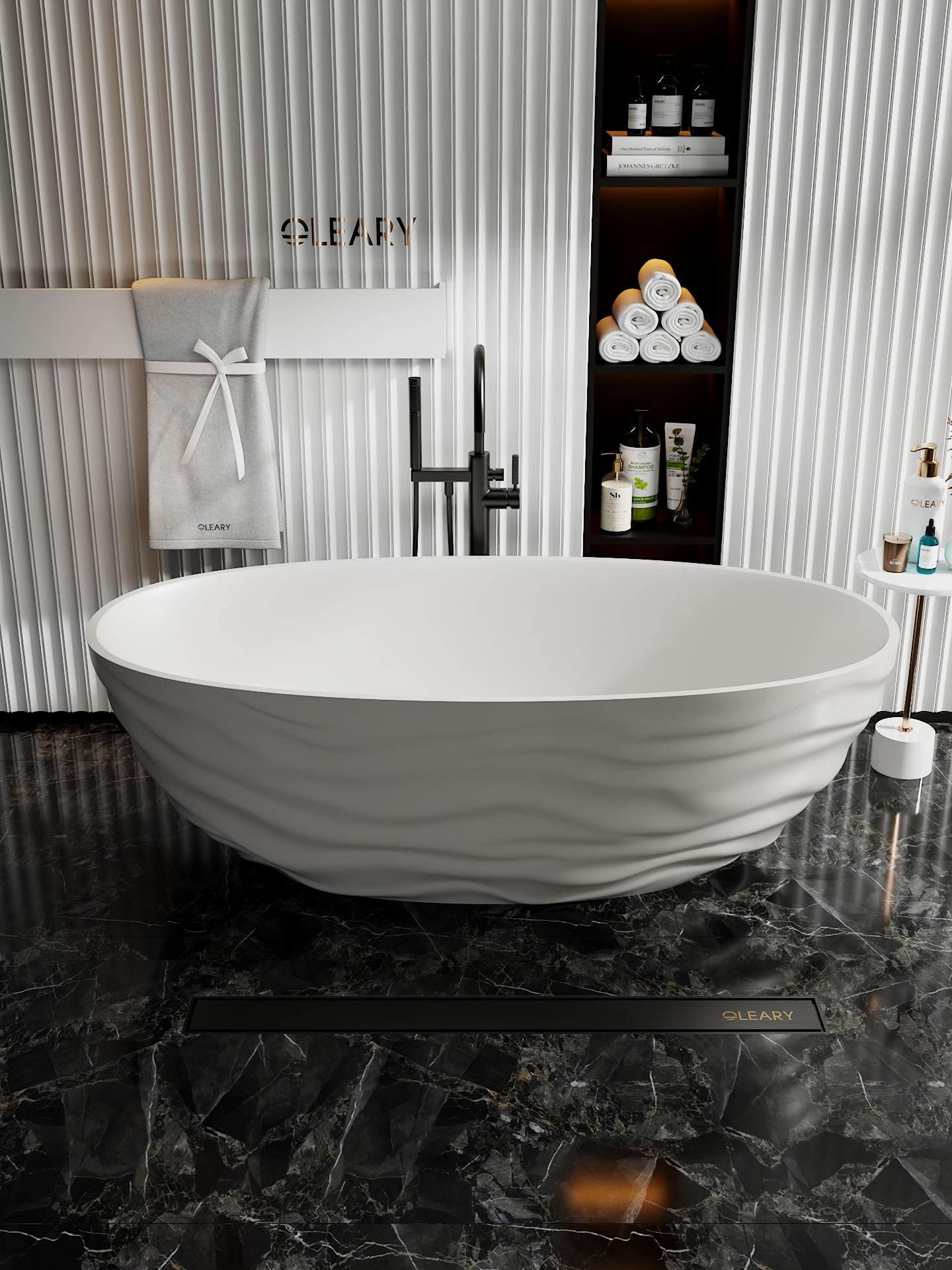 哑光白色独立式浴缸定制 — 第3张